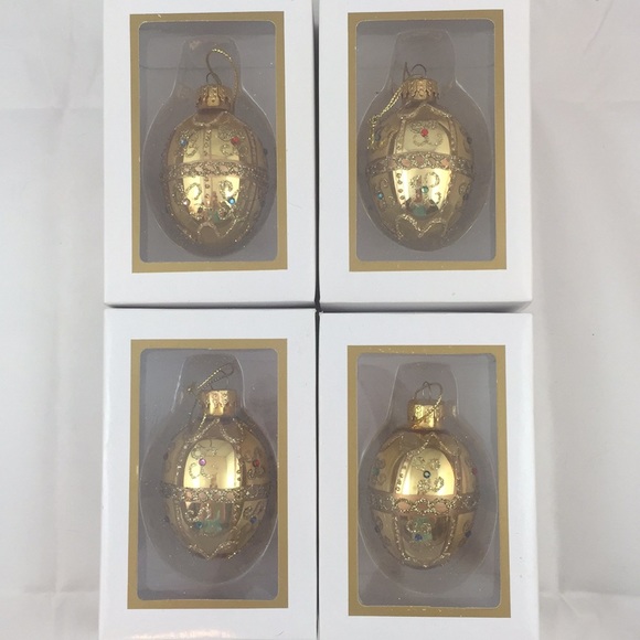 Vintage GKI/Bethlehem Glass Egg shaped embellished Christmas Ornament - Picture 7 of 7